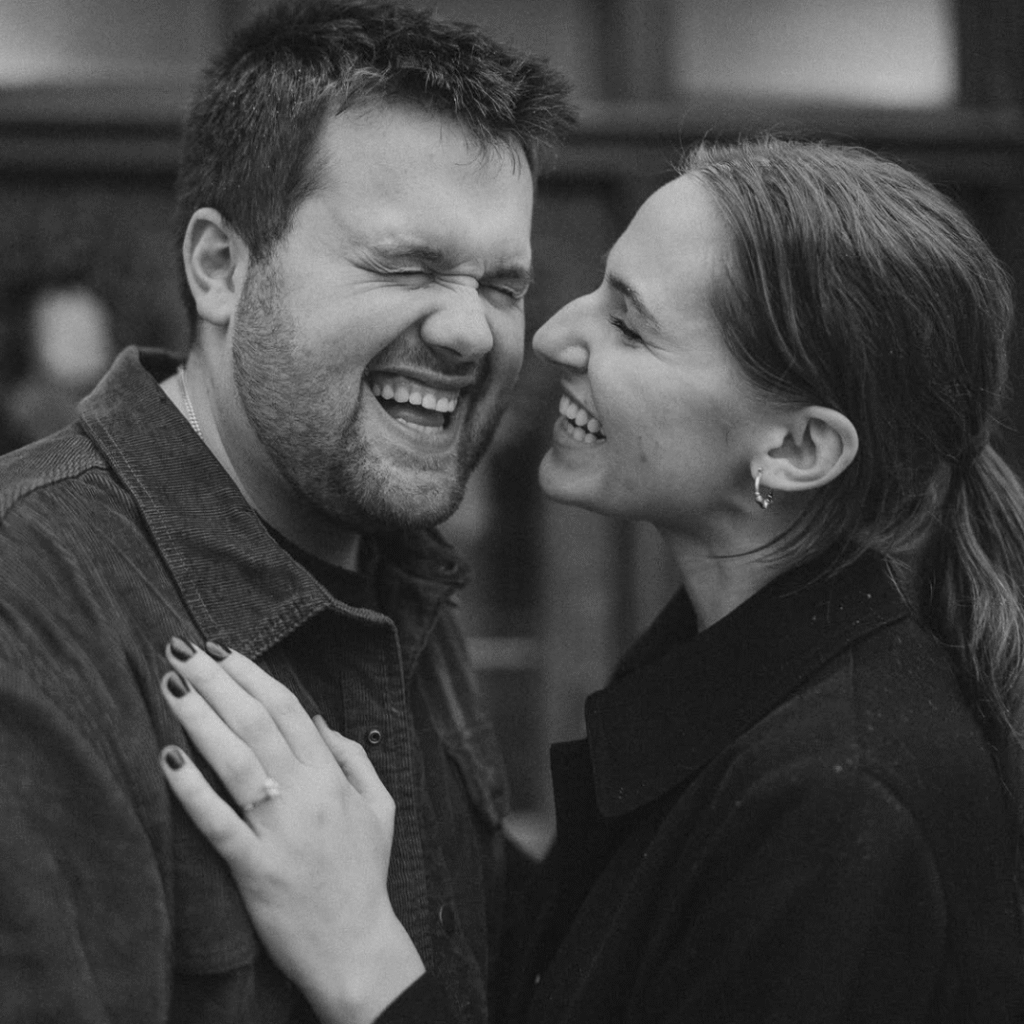 BandW Ry and Ethan Engagement Photo square