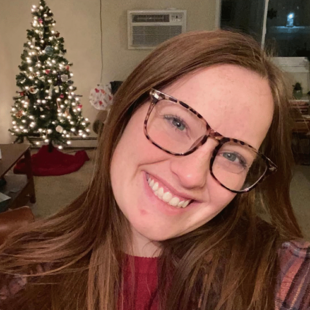 MC glasses xmas tree red sweater square